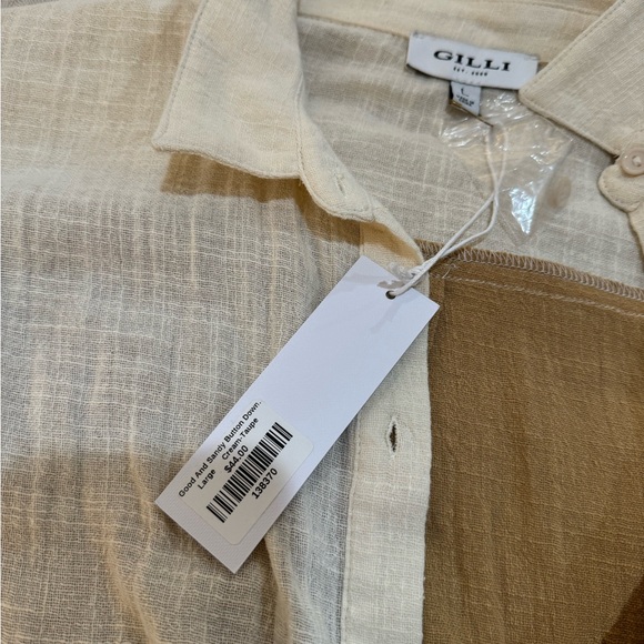 Block Color Linen Button Down - Picture 2 of 3